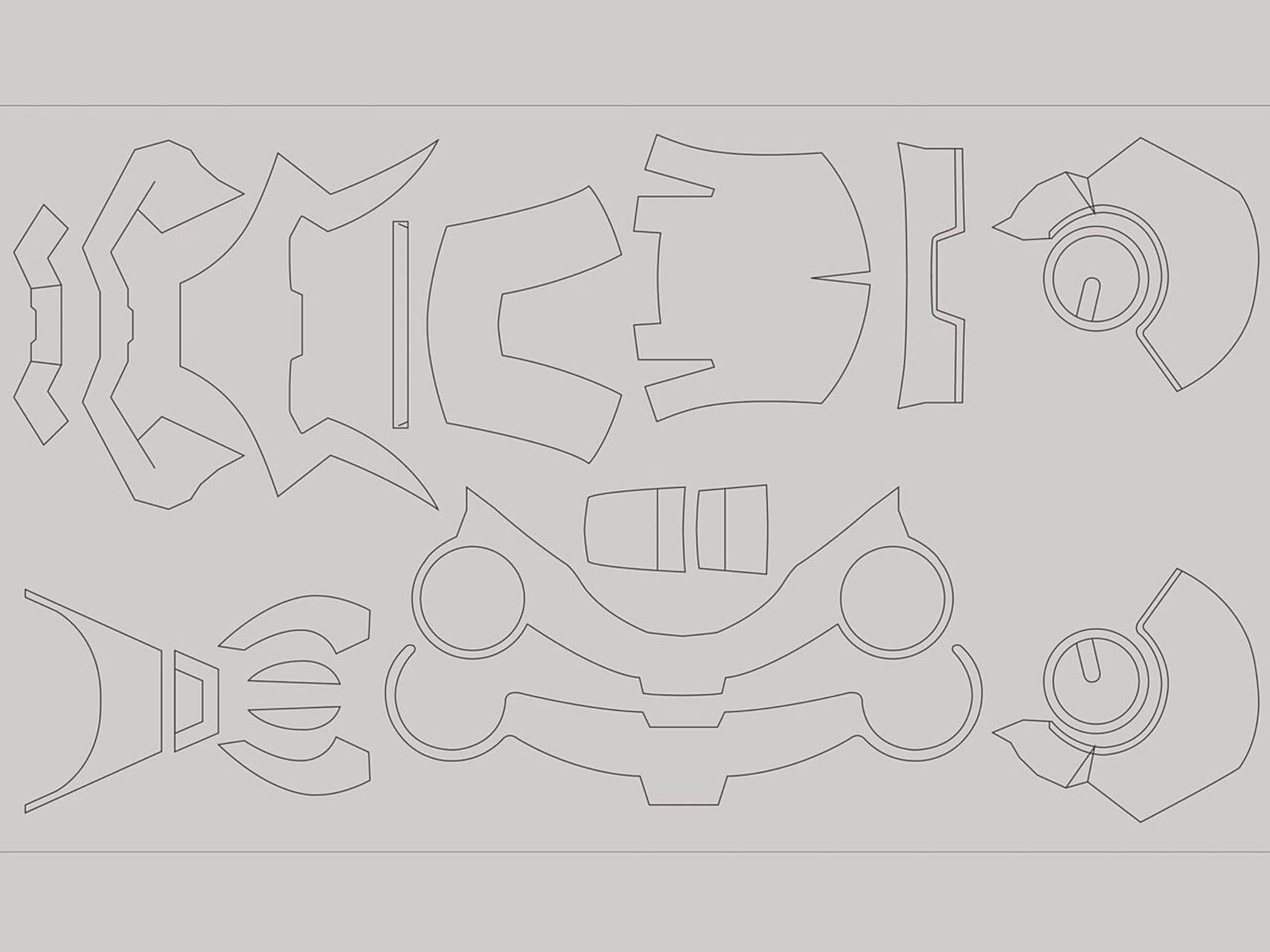 图纸 钢铁侠头盔图纸 钢铁侠头盔的图纸,请下载之后用a2纸打印.