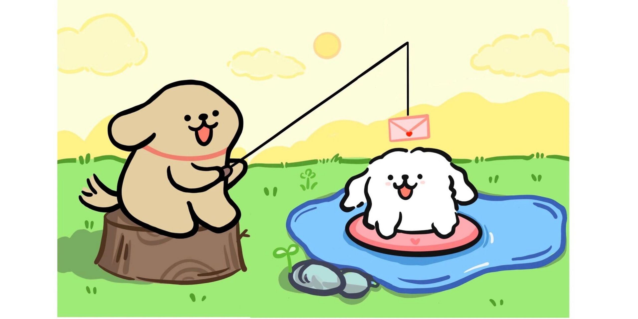 线条小狗情头二创|给你一封情书 太喜欢线条小狗啦!