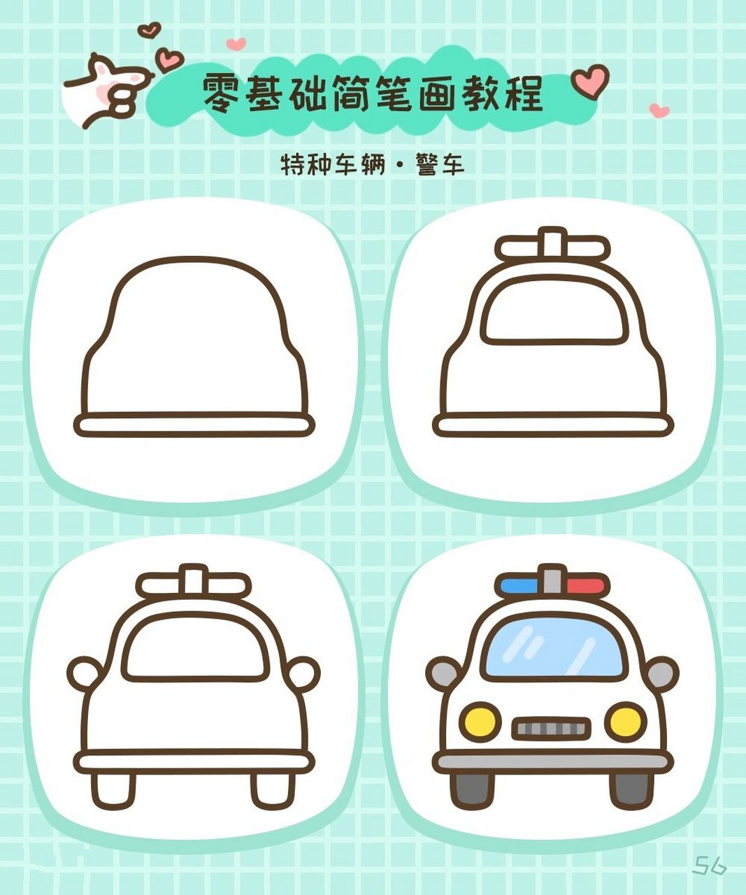 简笔画警车 卡通图片