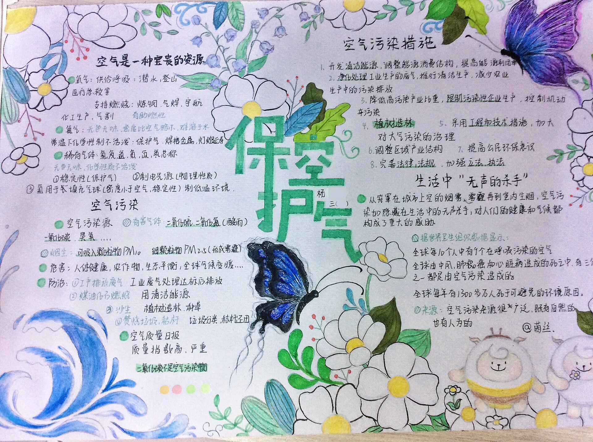 保护空气手抄报—蝴蝶