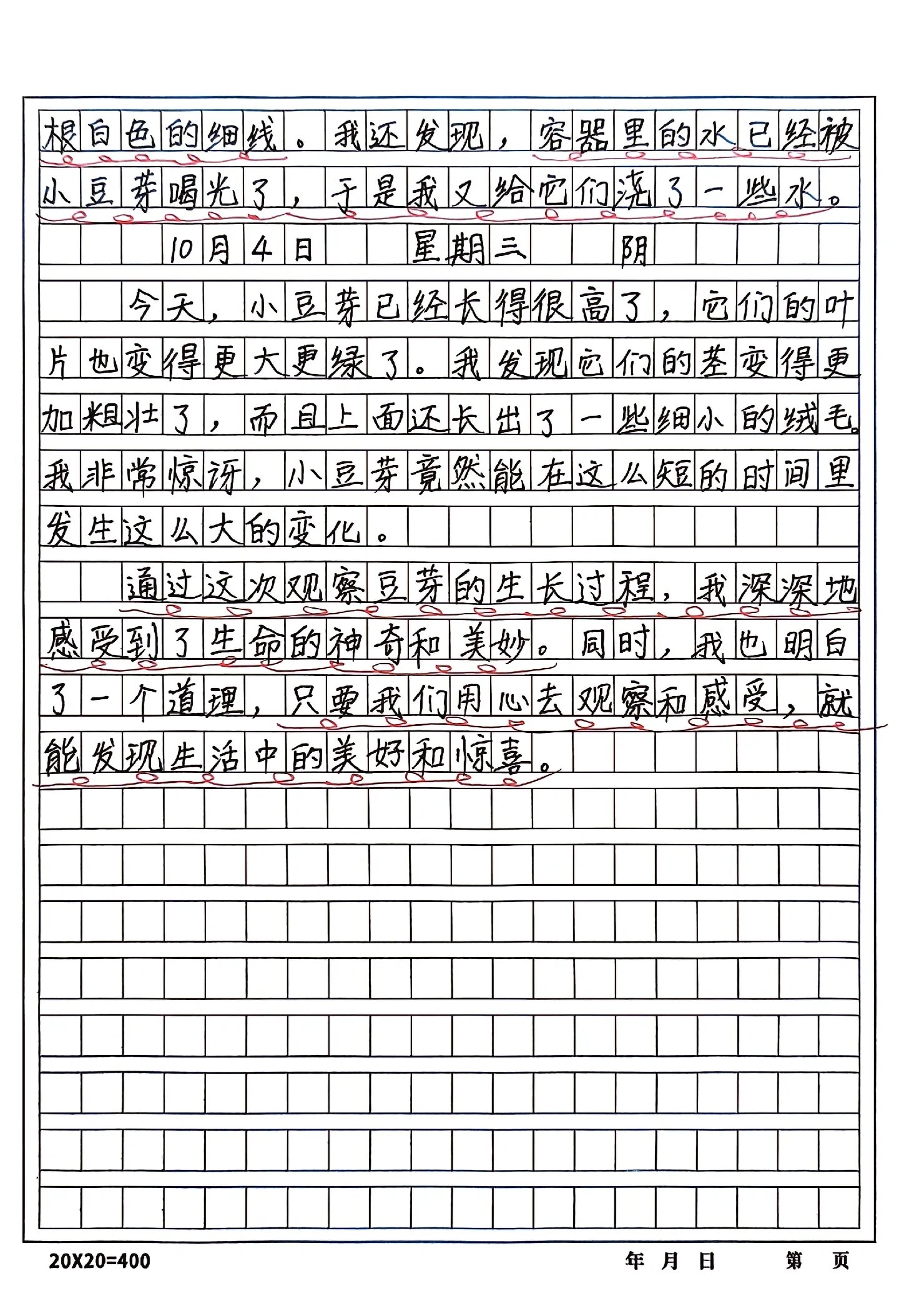 四年级上册语文第三单元习作-观察日记