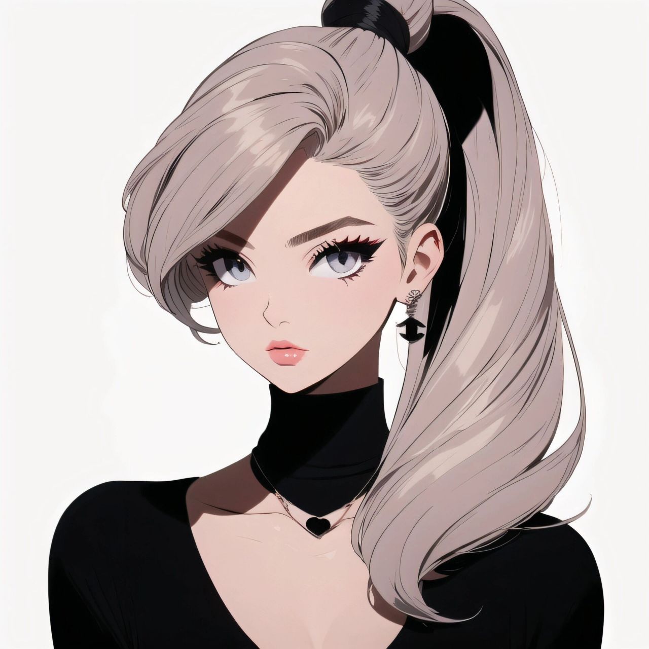 旧漫头像|中分高马尾时髦小姐姐第三弹