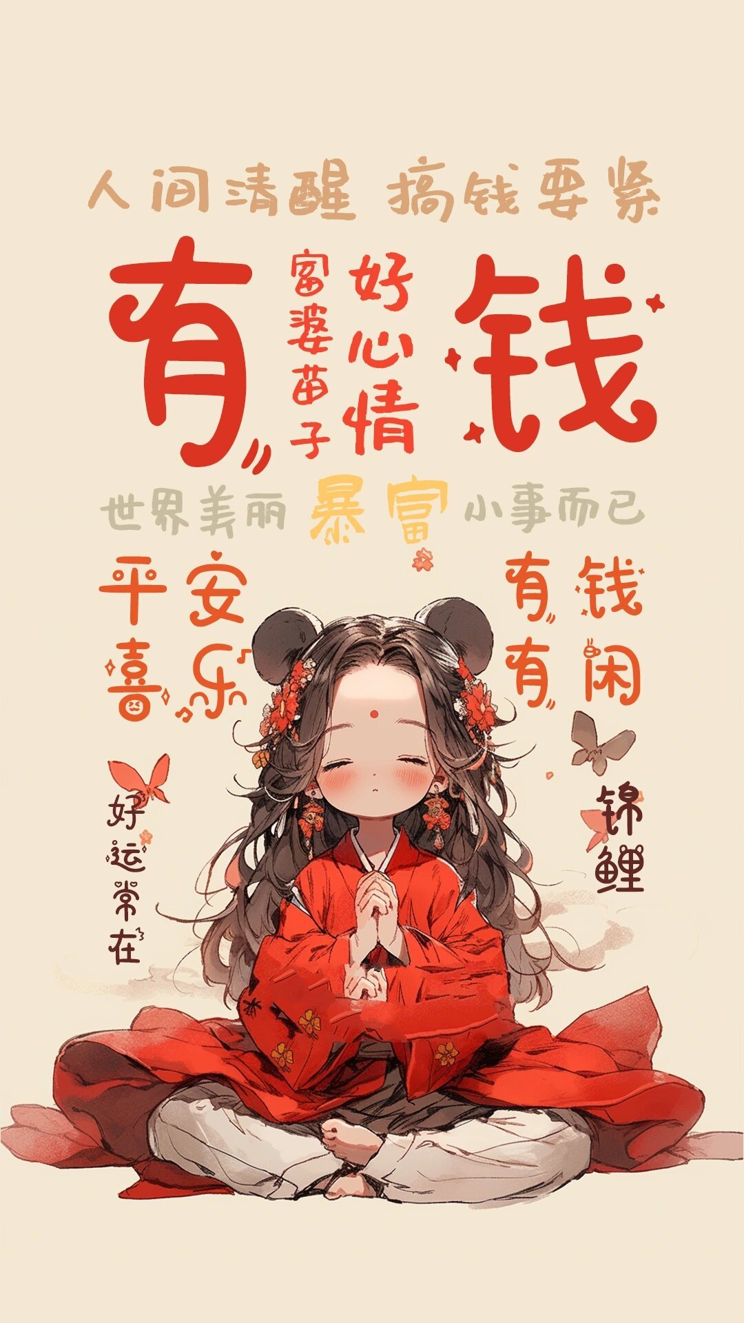 佛系少女 | 红色搞钱暴富壁纸 我想做一个堕落的富婆93