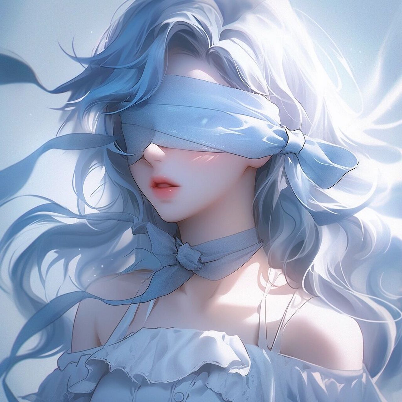 女生头像丨蓝色,眼罩