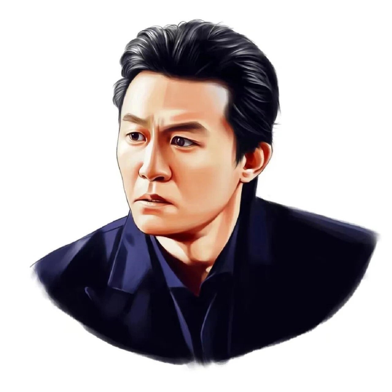 成熟自信 帅气十足的男士手绘头像 男士的写实手绘头像.