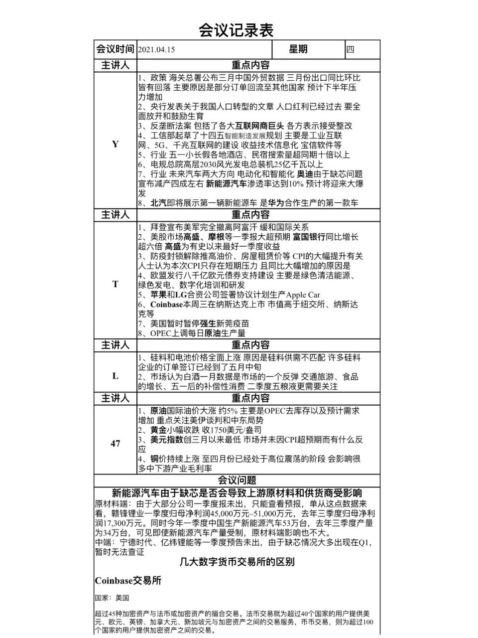 每日晨会表格图片