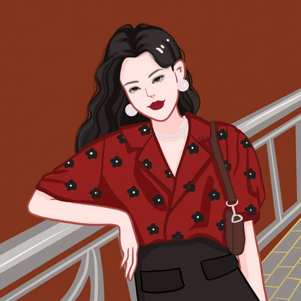 插画 | 头像 | 港风复古穿花衬衫的小仙女 今天是母亲节,祝天下母亲