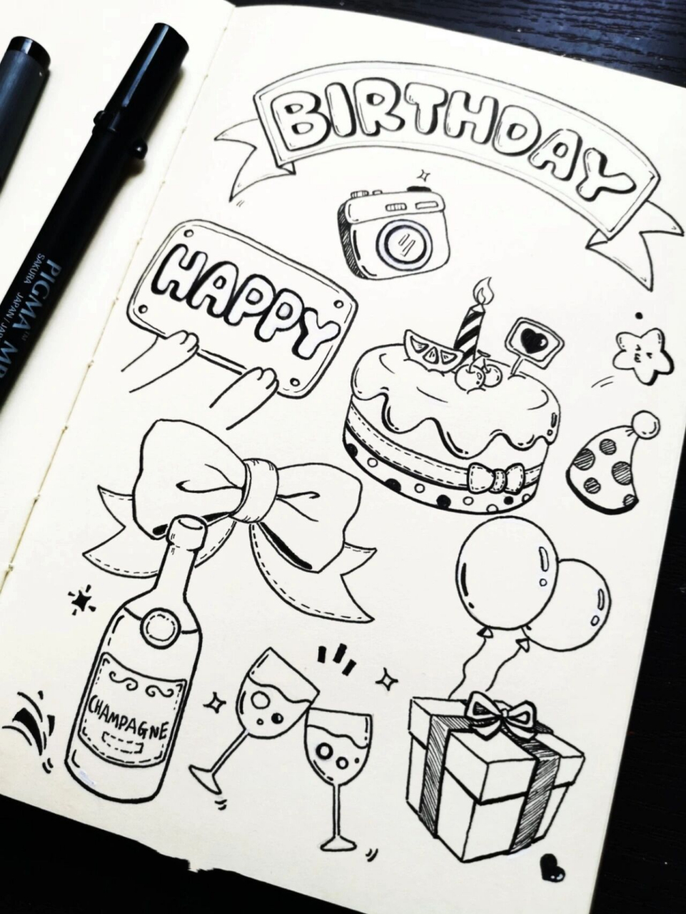 手绘 可爱的  生日主题素材 简笔画 87临摹 转载 请 标明出处 07