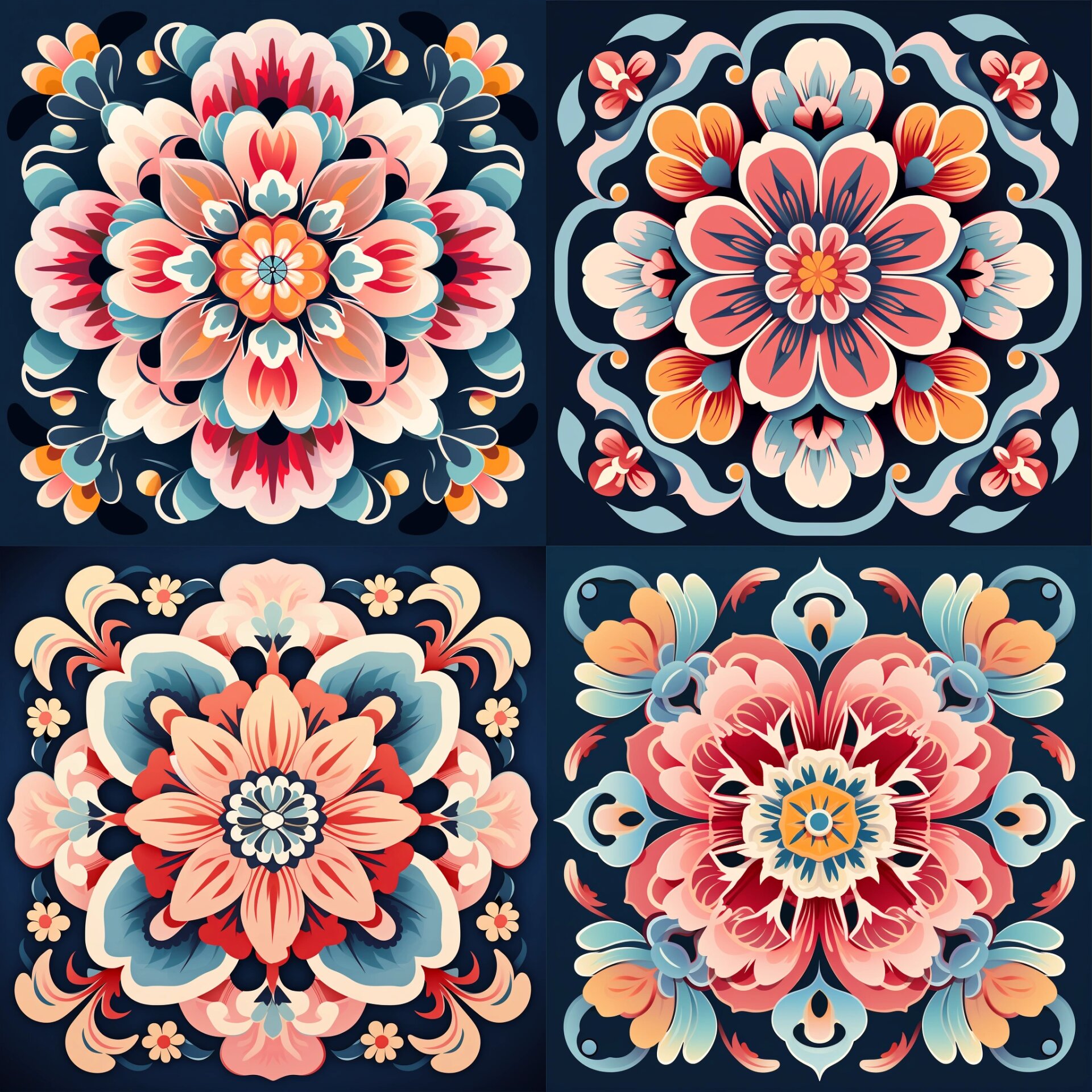 花卉图案-正方形适合纹样3