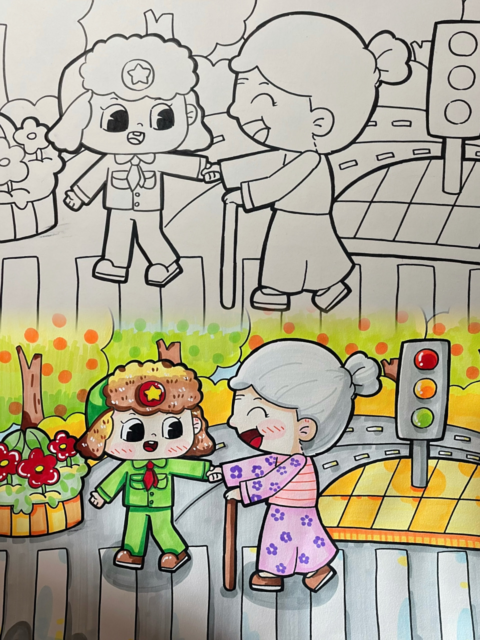 主题画/雷锋精神 学习雷锋～好榜样～ 临摹