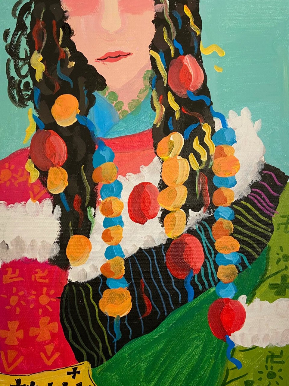 《高原上绚丽的色彩》藏族服饰儿童绘画 藏族服饰,色彩感受