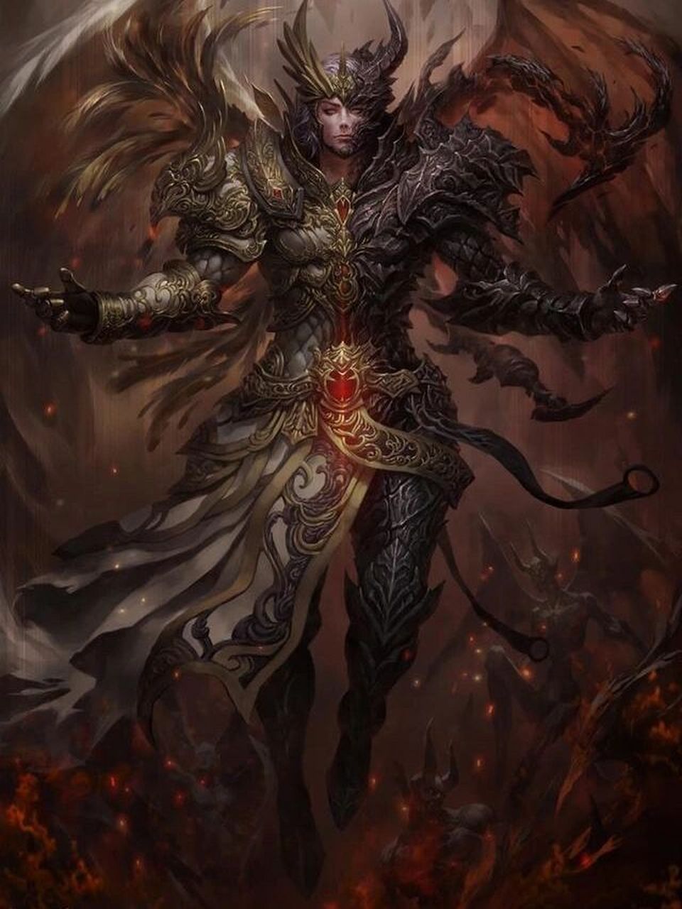 上古十大魔神蚩尤 相传蚩尤面如牛首,背生双翅,是牛图腾和鸟图腾氏族