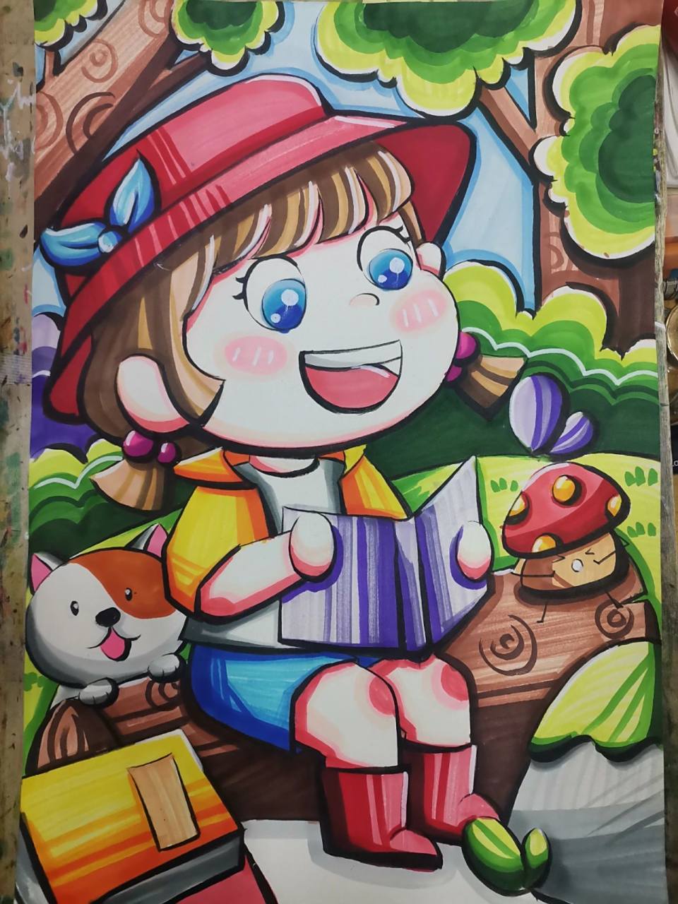 《我爱读书》主题儿童画