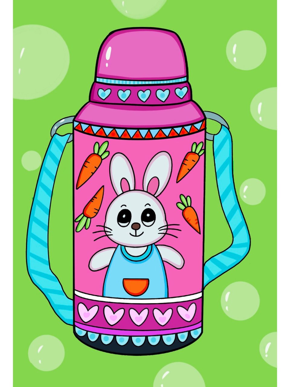 水壶儿童画 简单的保温杯卡通画