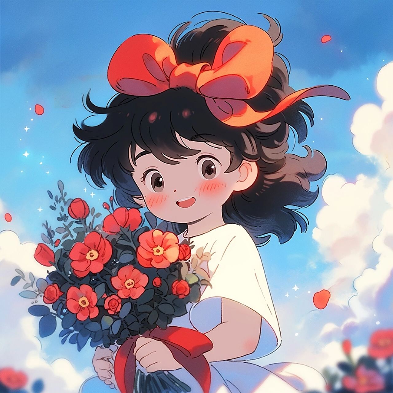 手捧花情头 | 带着鲜花走向你 #ai绘画有点东西# 别着急,总有人手捧