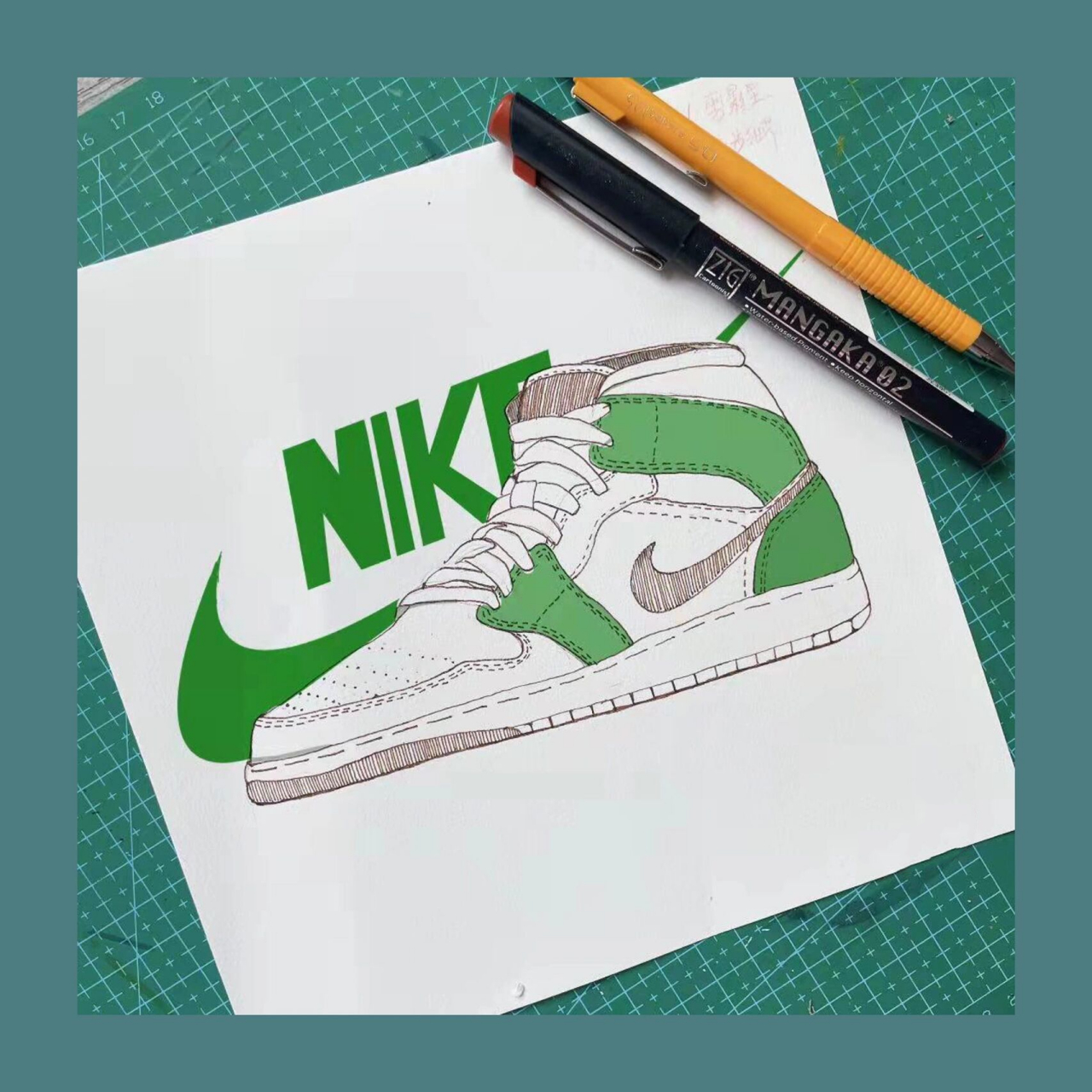 照片写生|线描鞋子(procreate上色) 篮球鞋照片写生线描 材料:素描纸