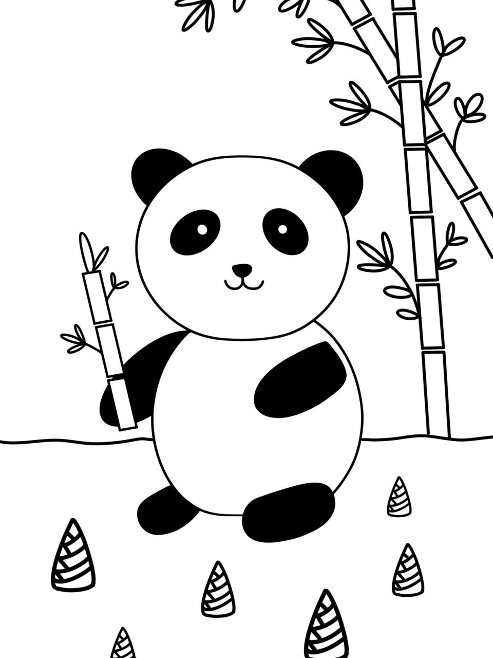 可爱的熊猫 竹子 创意画 儿童画 带线稿 #创意美术儿童画# #儿童简笔