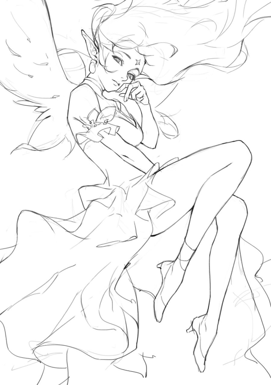 几张纯手工摸鱼线稿