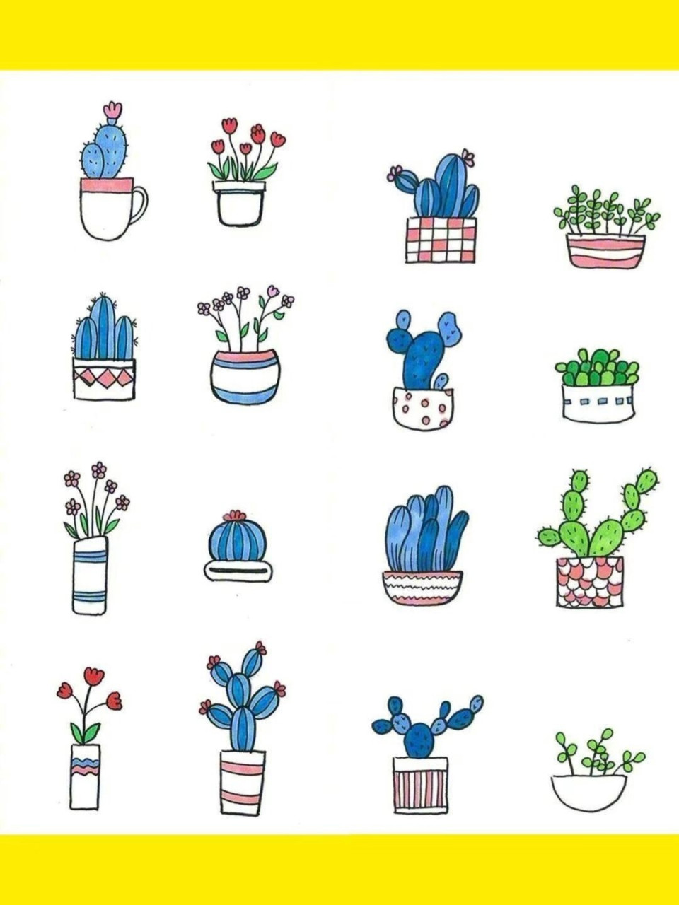 分享一波超可爱的简笔画盆栽～ 97很简单,却也很可爱呢789797