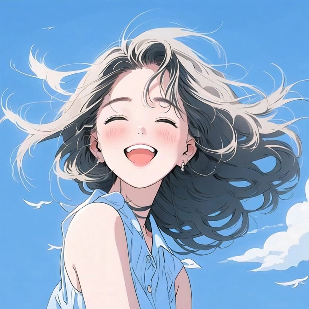 女生|蓝色治愈系|头像 脸上有微笑,心中有阳光.