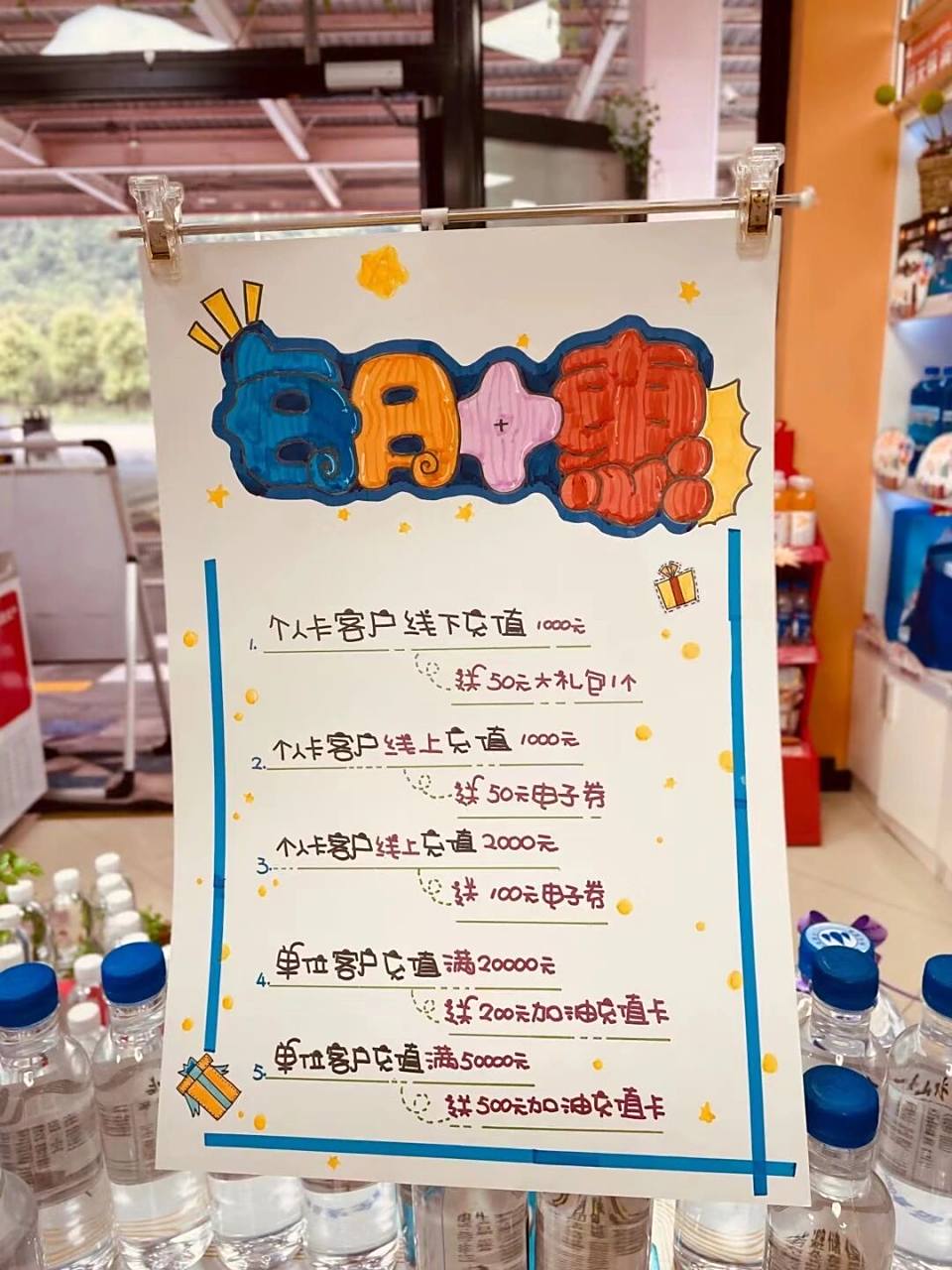 手绘pop海报 加油站