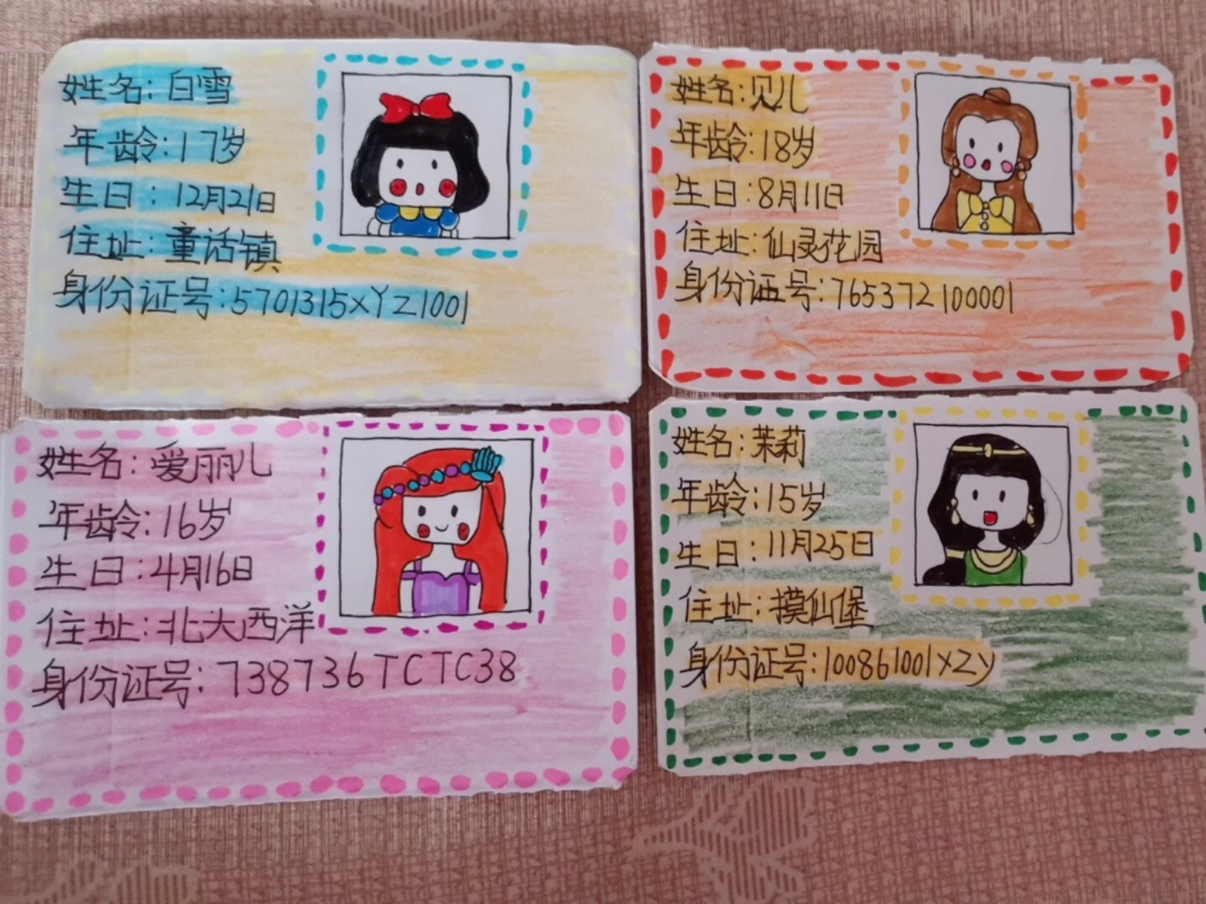 卡通人物身份证 超可爱,有趣,good