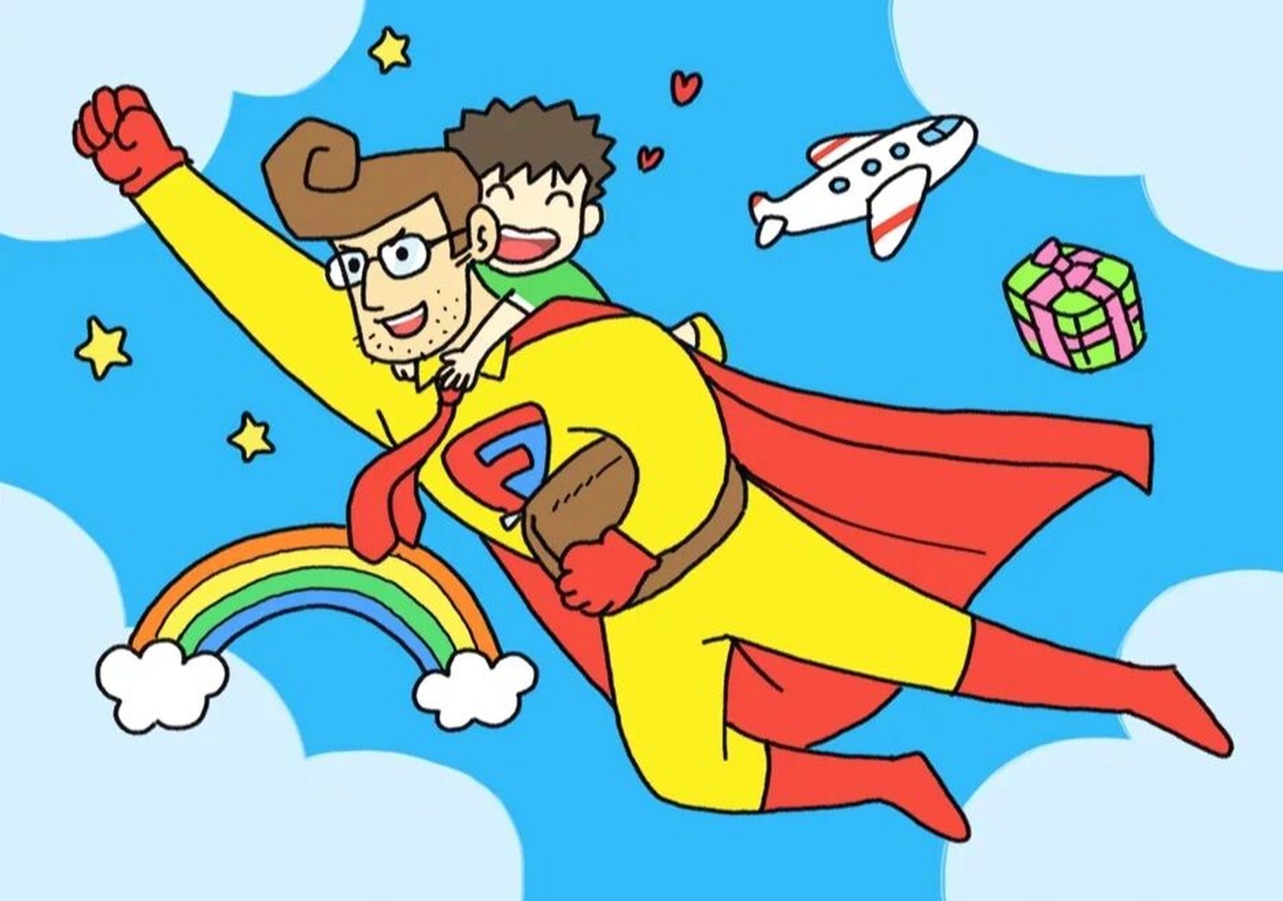 我的爸爸是超人,父亲节绘画简笔画