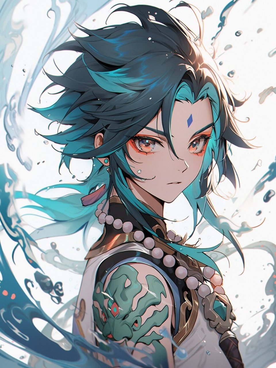 【原神壁纸】降魔大圣 魈丨ai绘画 (含完整咒语)左下角进入 	 魈