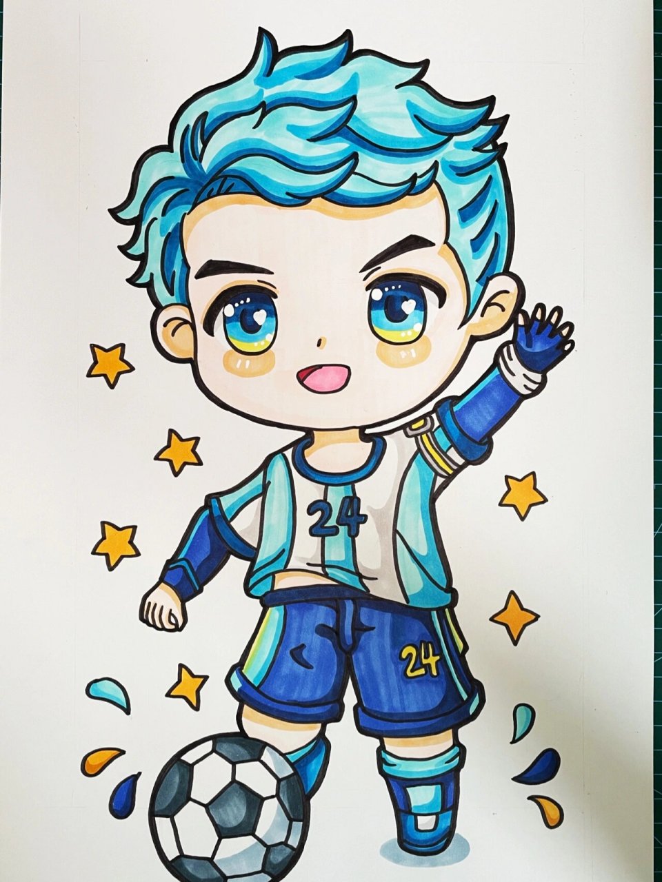 马克笔动漫足球7115小子 今日分享q版动漫,足球小子 马克笔:croma