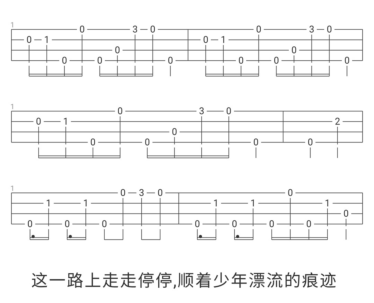 《起风了》尤克里里指弹谱 "纵然疾风起"