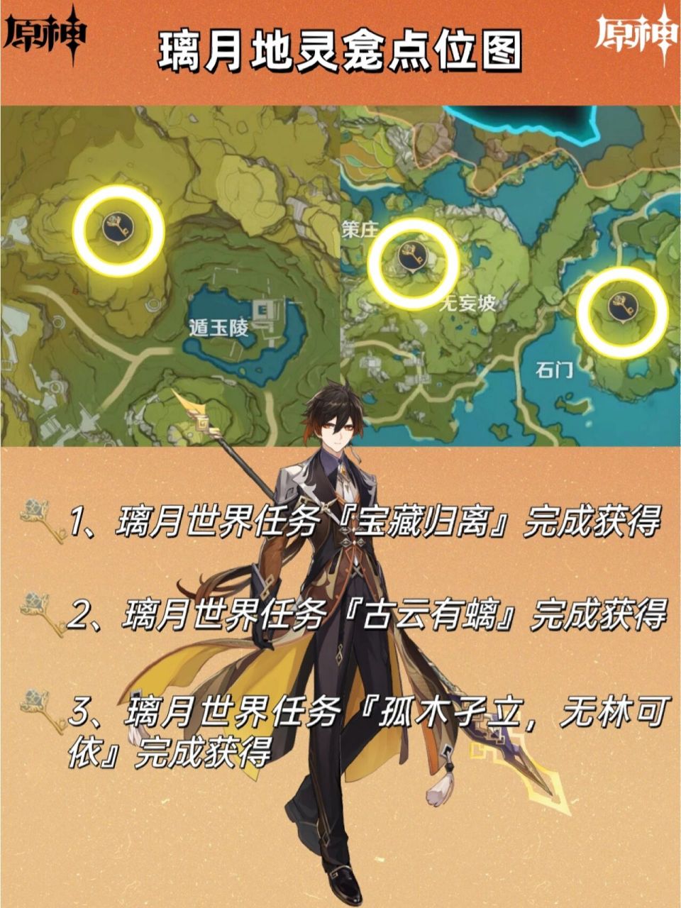 『原神』璃月地灵龛点位收集全览 今天给大家带来璃月的地灵龛点位图