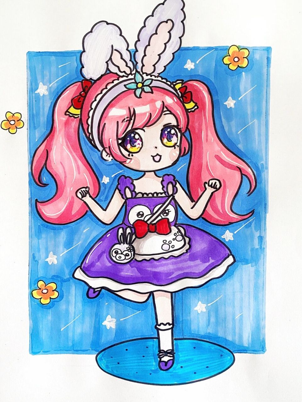 动漫女生 #马克笔# #动漫人物# #动漫跳跃动作