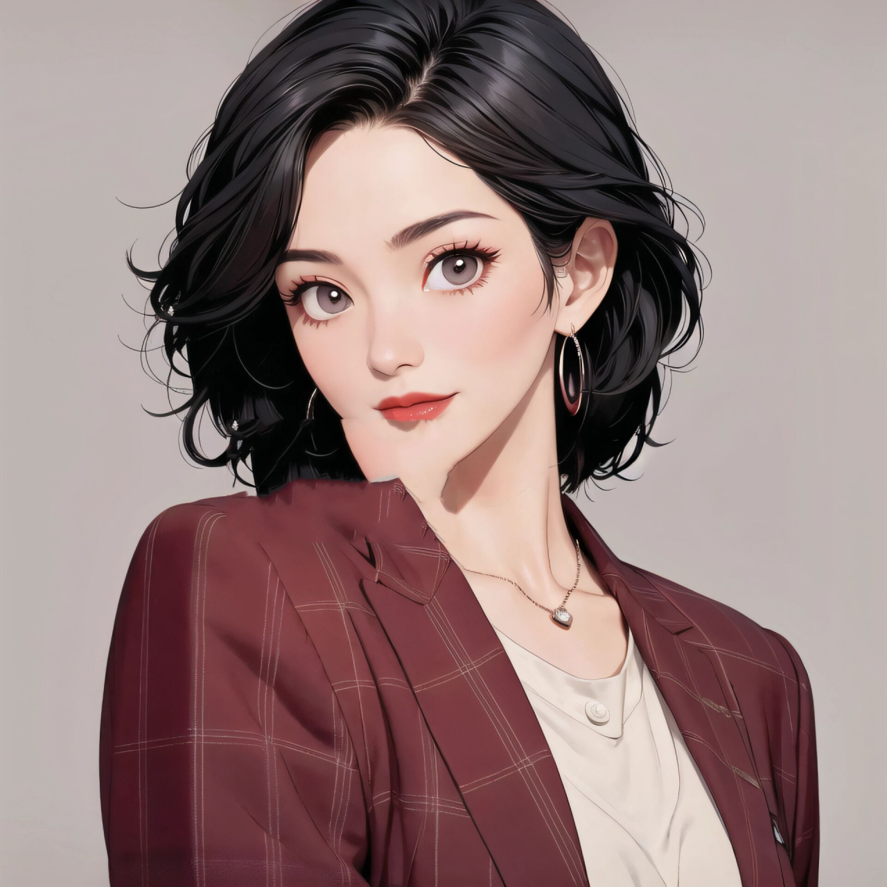 7815红色西装酷飒成熟女生职业头像