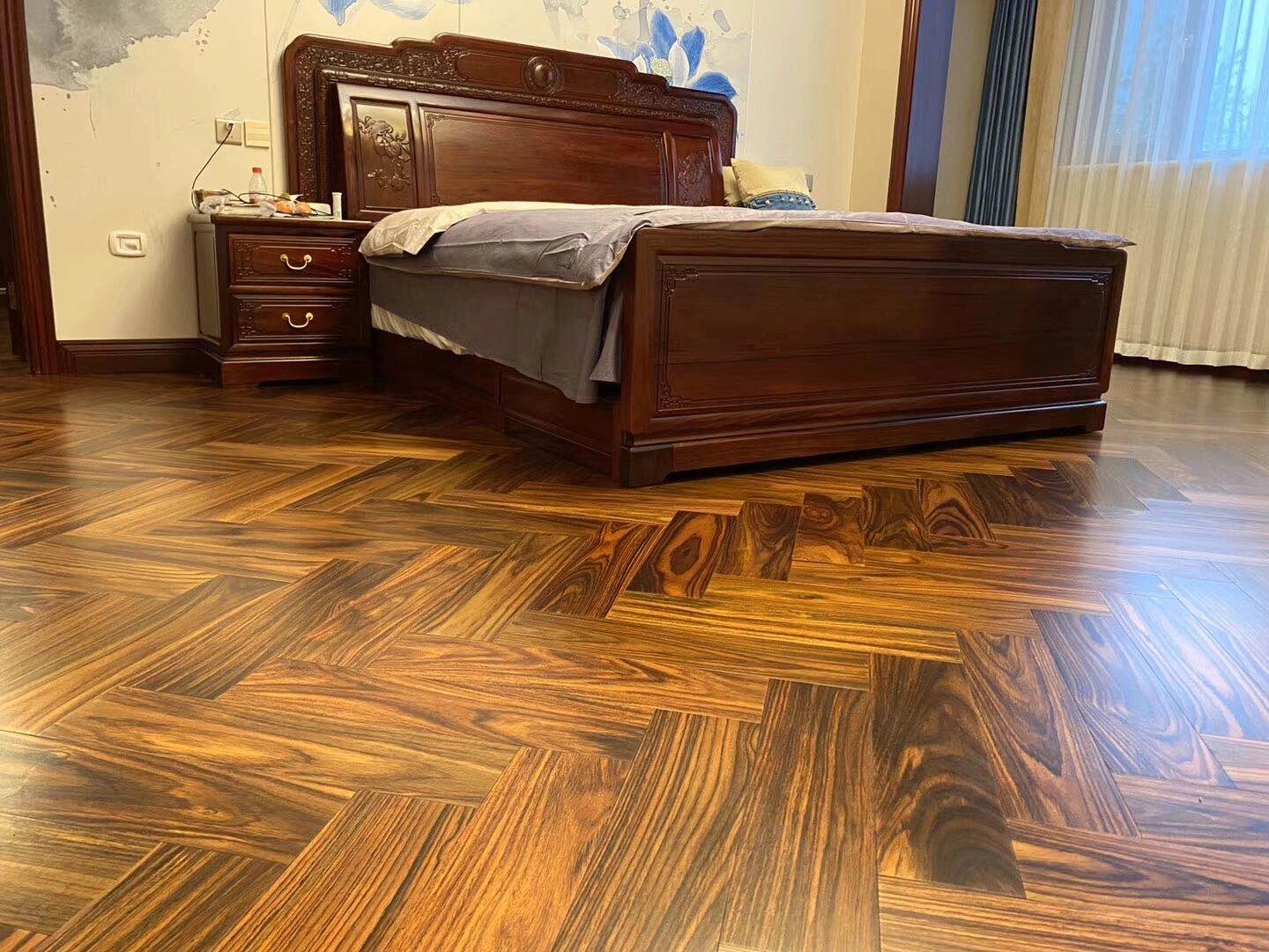 国标红木木地板 飞美原装进口木地板 至臻黑黄檀人字拼