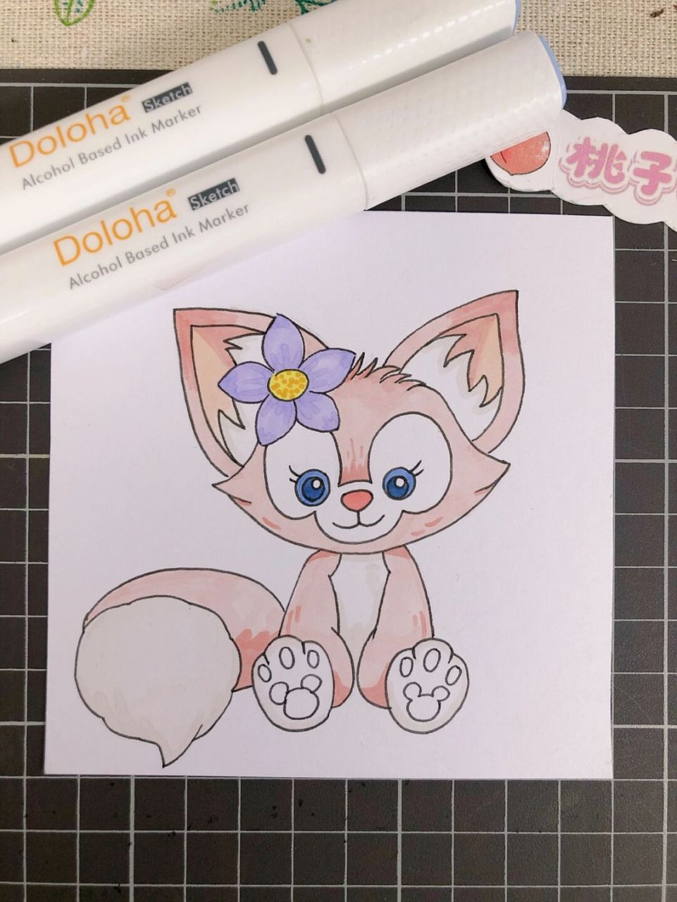 第197幅|玲娜贝儿马克笔卡通画,附步骤图 画材: 90荷兰白卡纸10x10