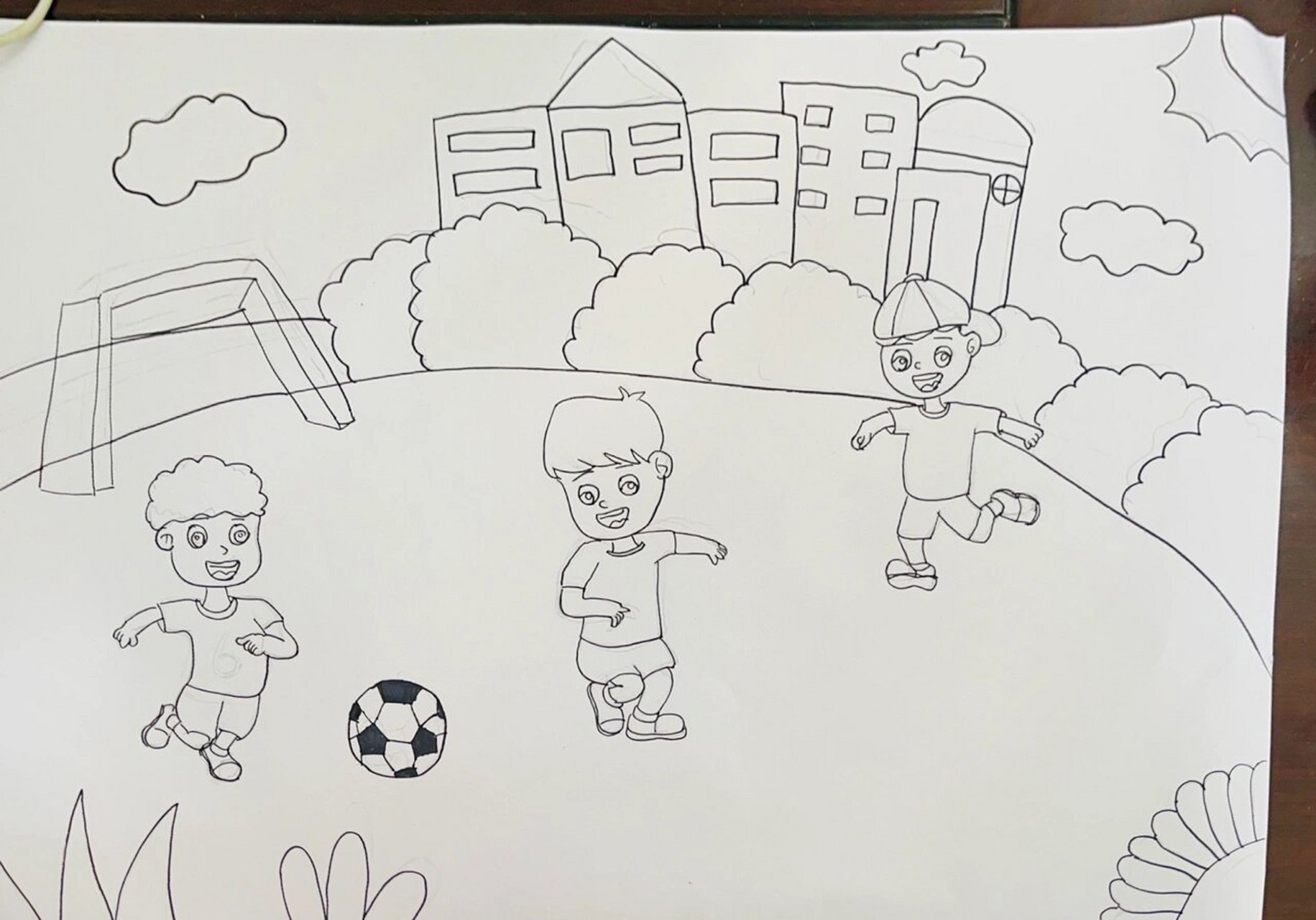 我爱足球主题绘画