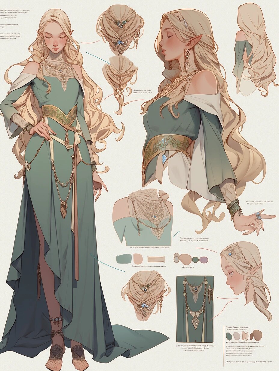 精灵贵族服装设计|插画|参考|拆分|niji