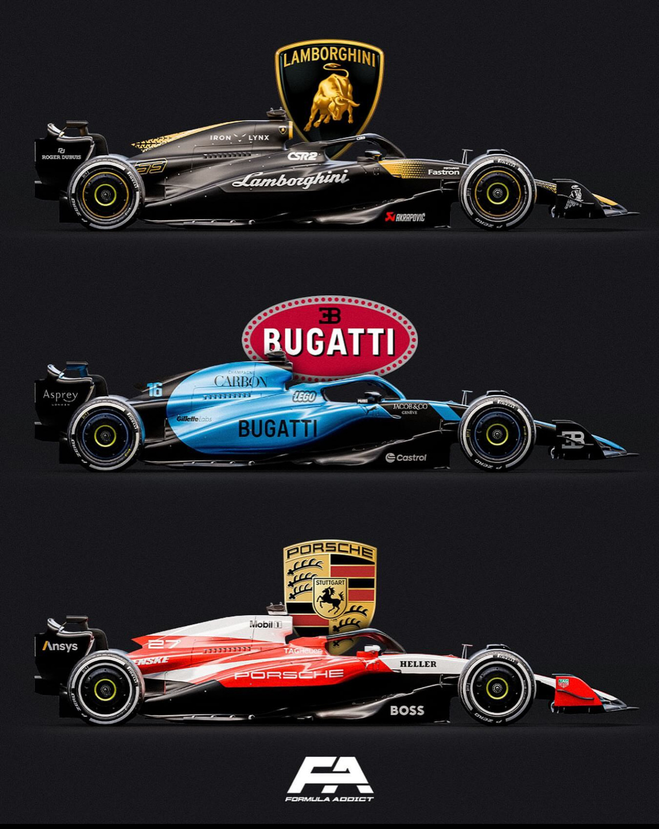 f1超话 如果兰博基尼,布加迪和保时捷参加f1,你们最想支持谁scc驾趣