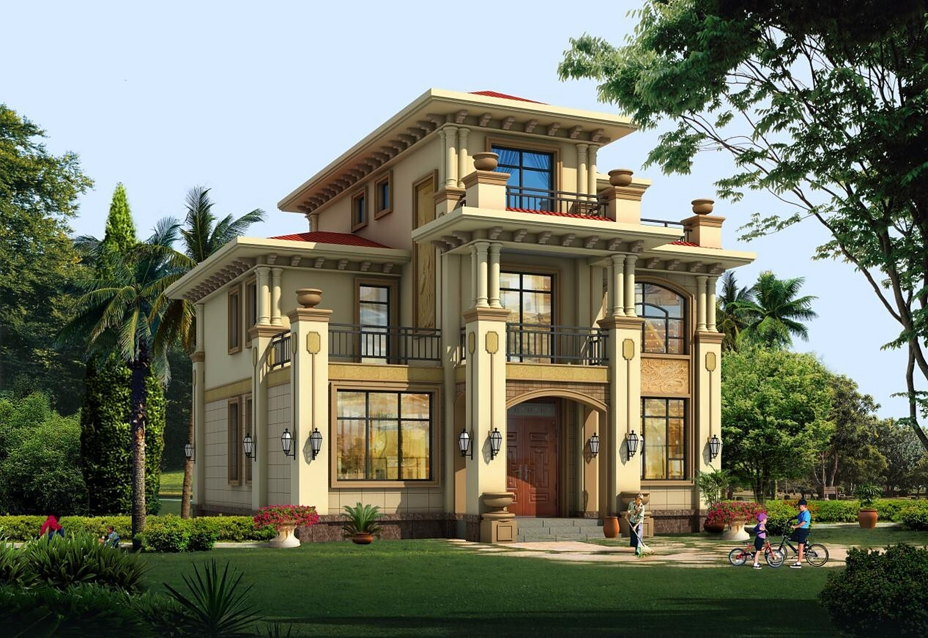 新农村两层半楼房效果图,预算33万左右 新农村两层半小洋楼房设计图