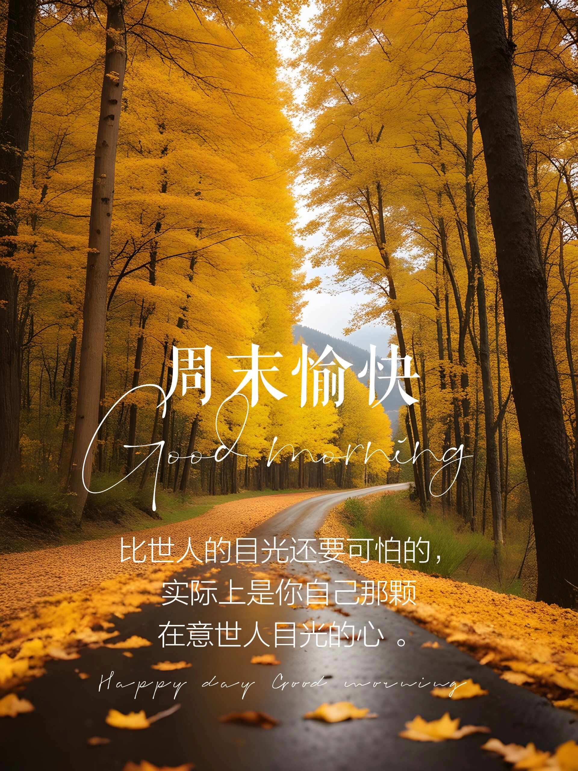 周末愉快,早安日签,正能量语录,海报设计