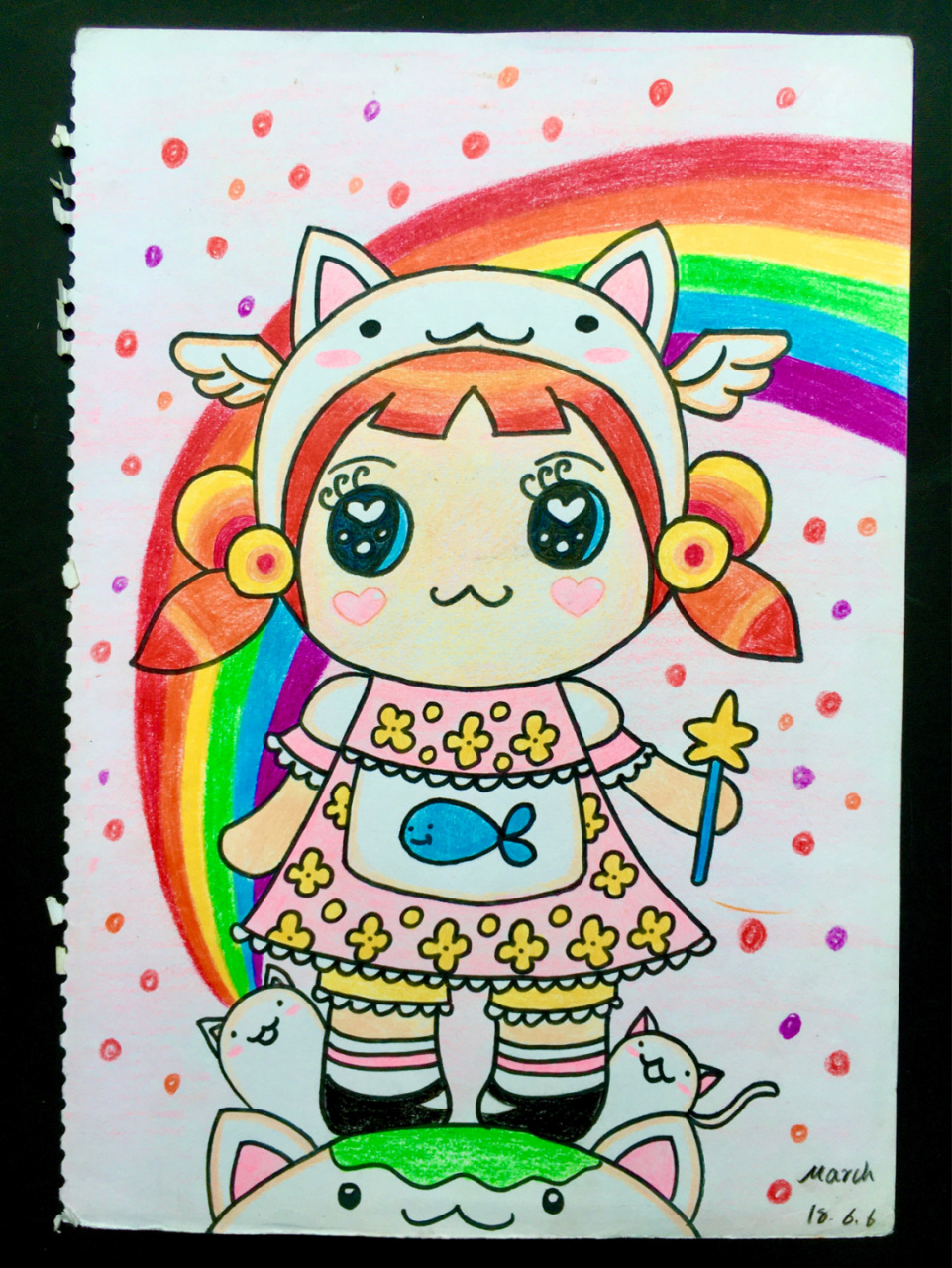 【彩虹小可爱96】彩铅手绘儿童画卡通画备课 今天终于把本子上撕