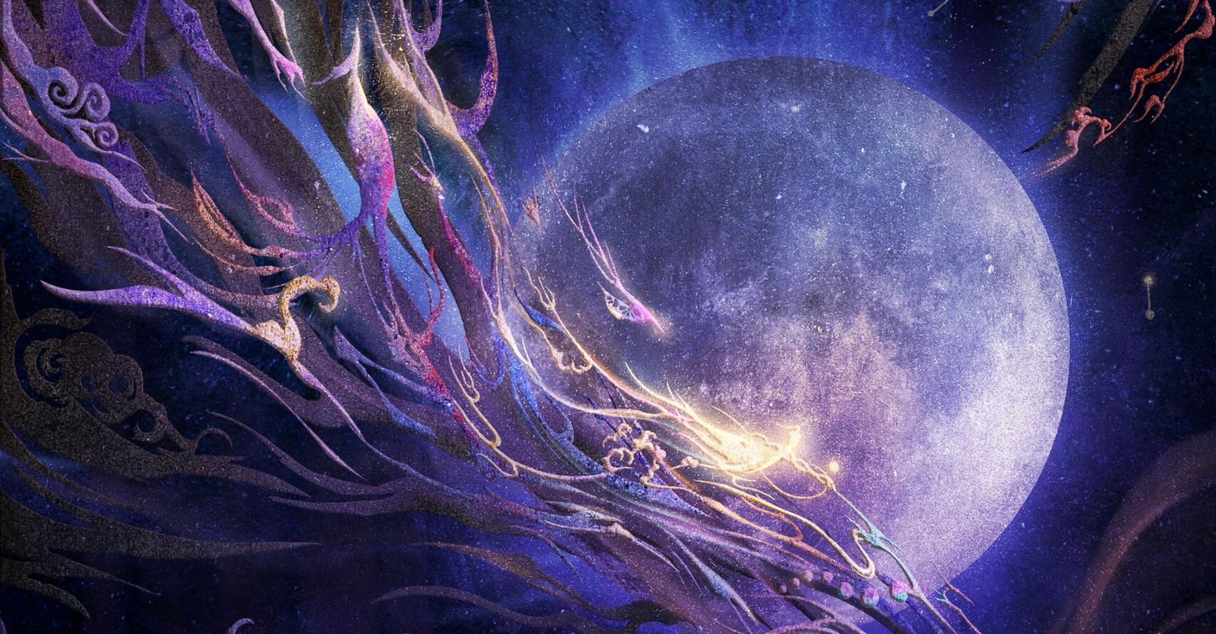 创世神话系列插画——嫦娥奔月 正好中秋要到啦~ 天上月圆,人间月半.