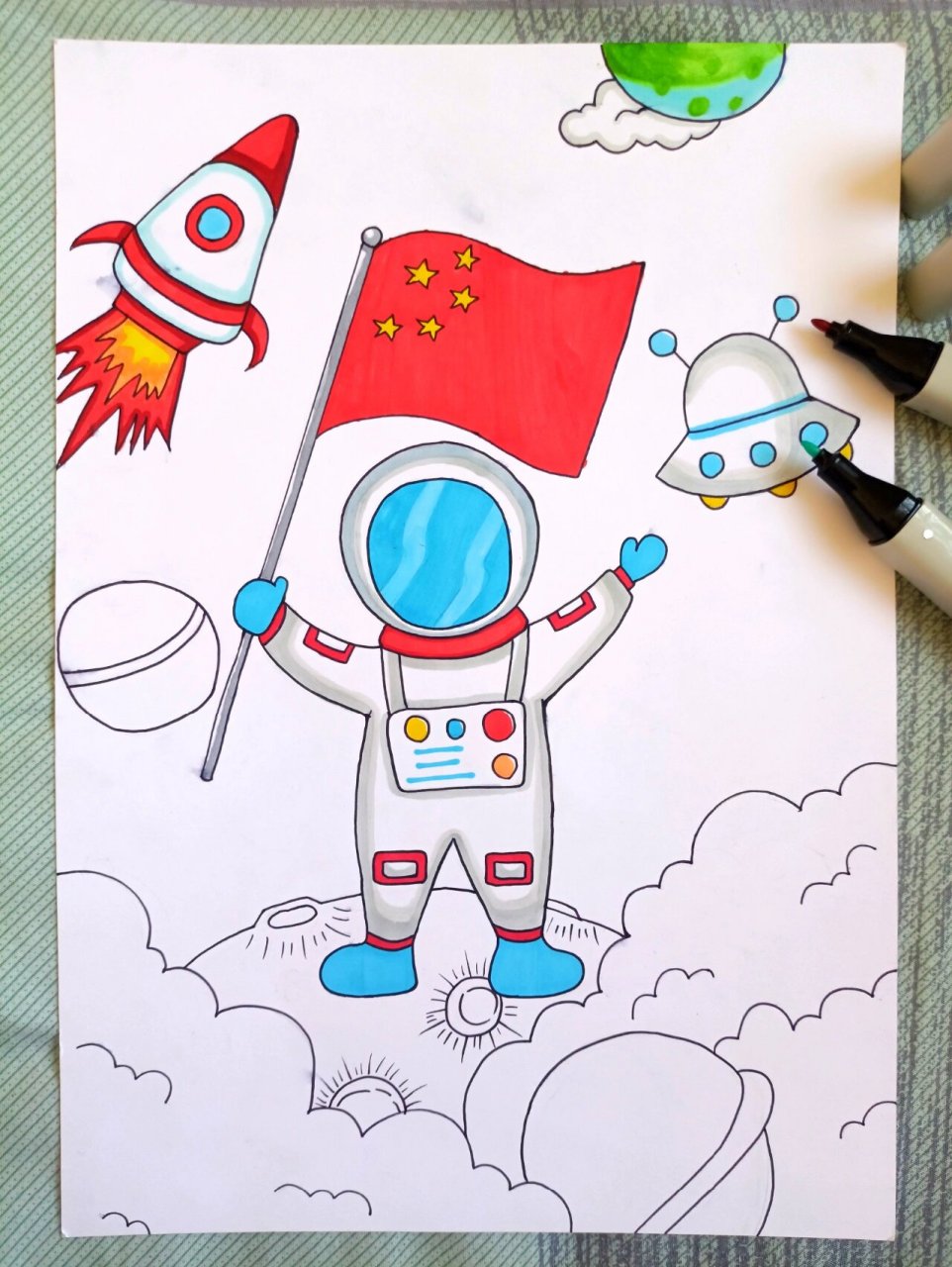 创意儿童画——星际旅行04 每个少年儿童心中都有一个航天梦04吧
