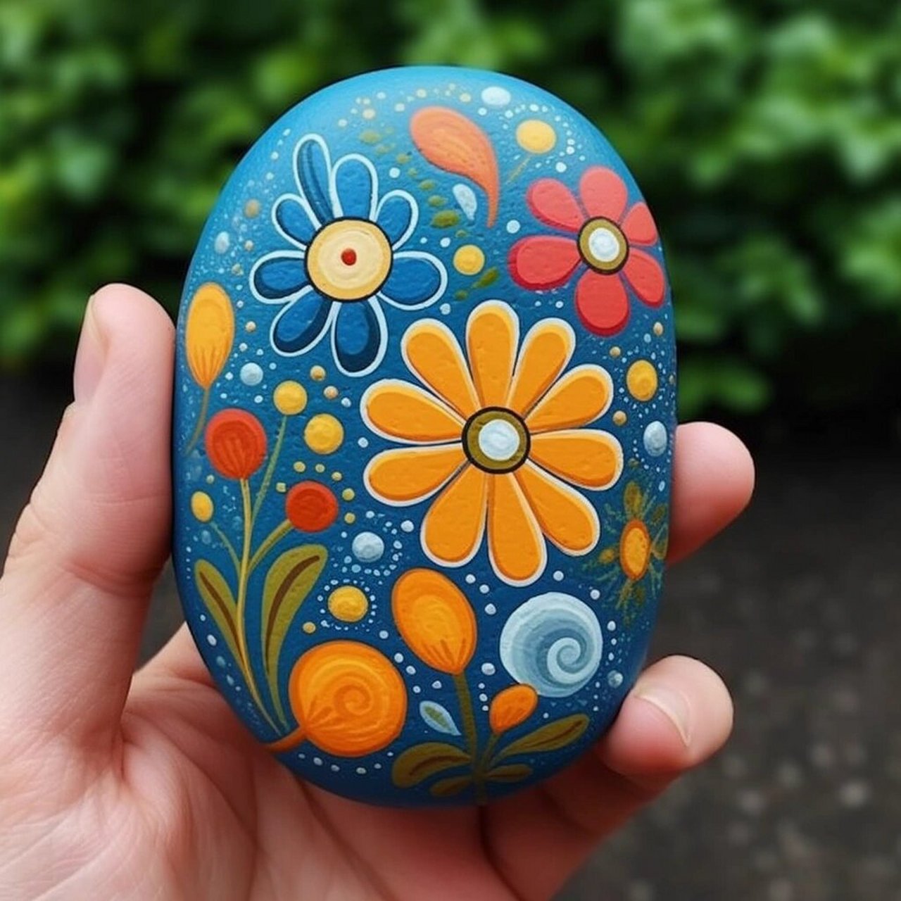 石头画|花卉植物可爱治愈简易上手 #石头画# #可爱##壁画##墙绘##墙绘