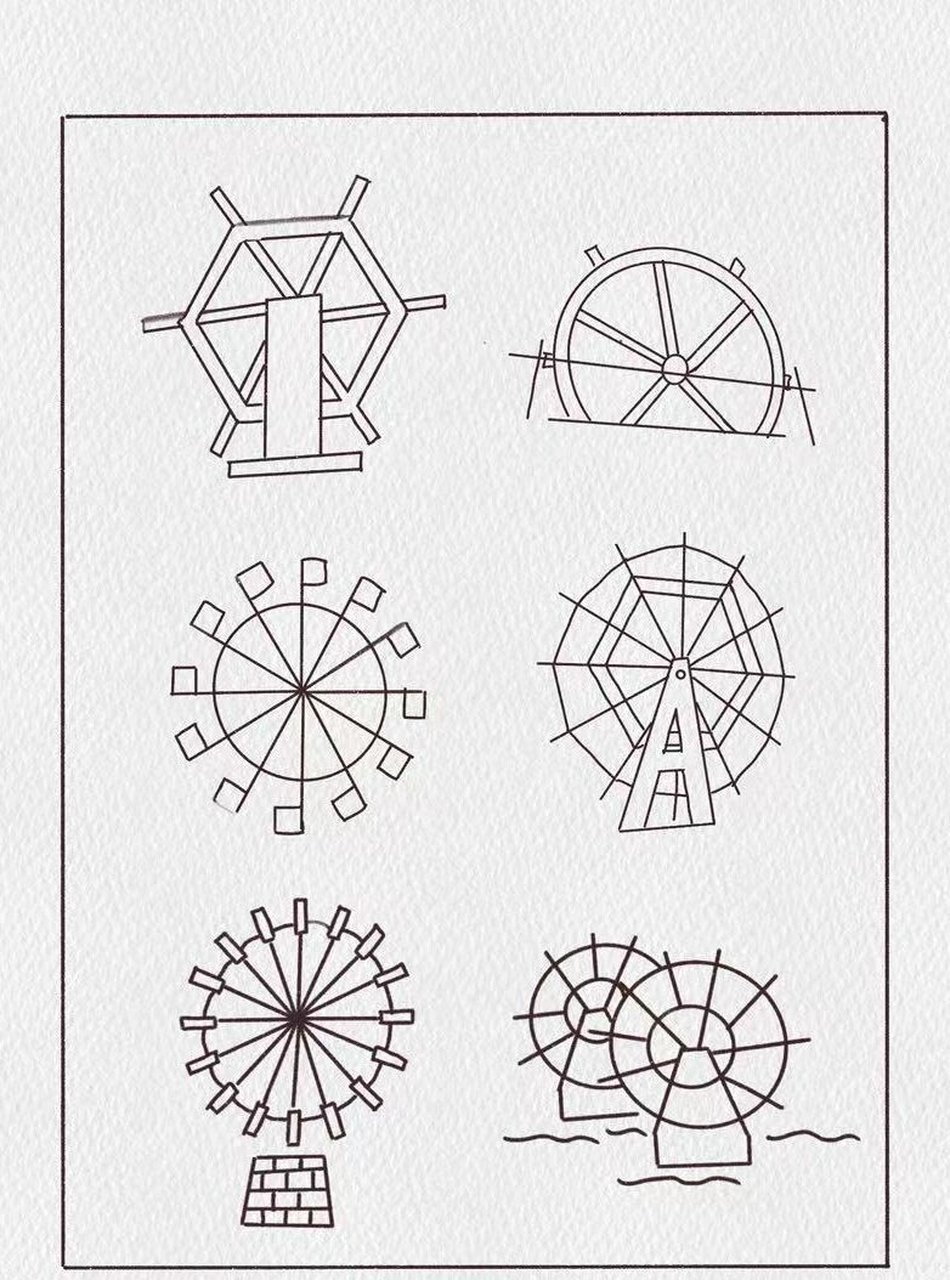 兰州水车简笔画手摇图片