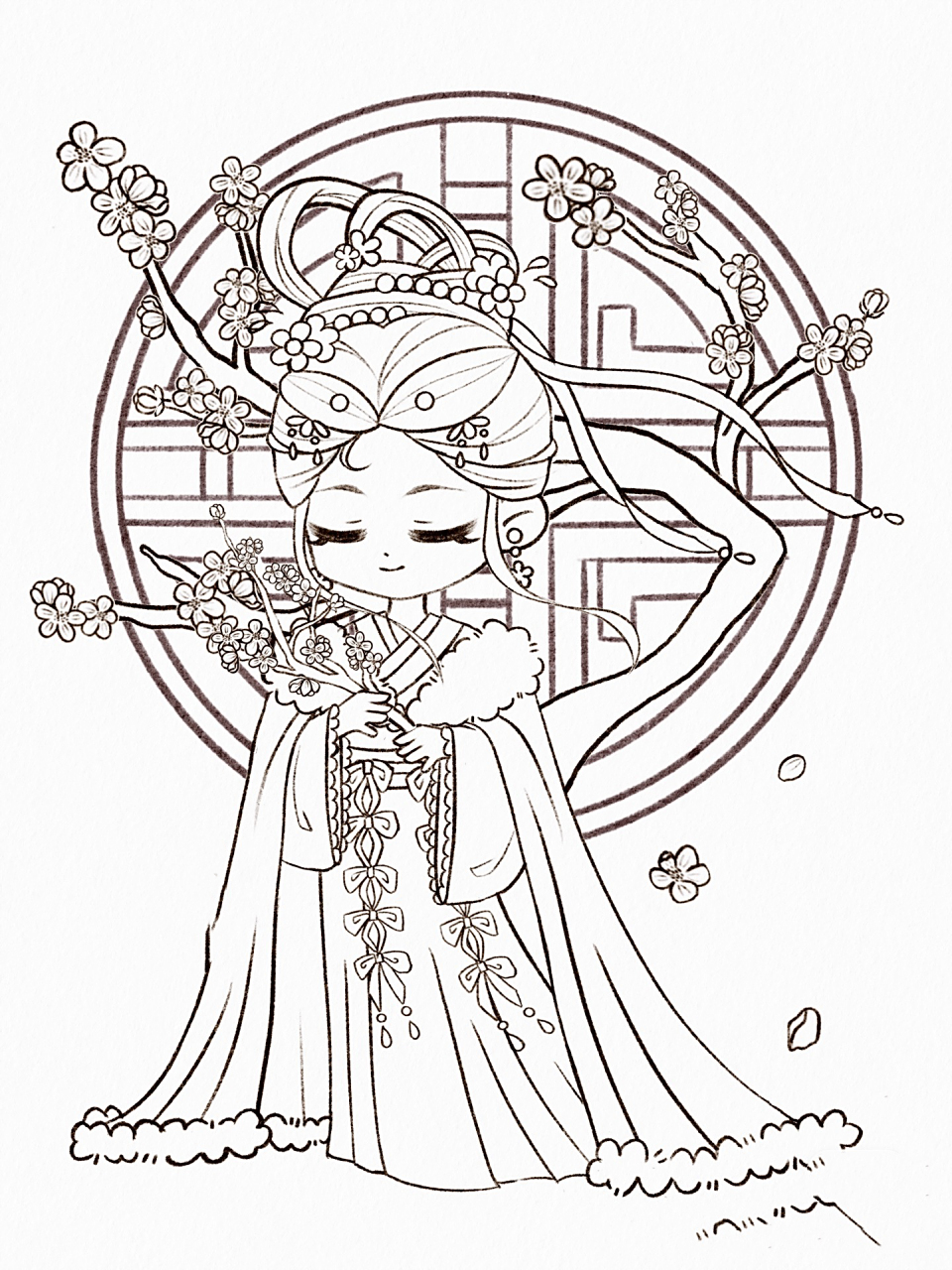 十二花神之梅花·线稿篇 画原创好困难尤其背景,还好有小严老师把关