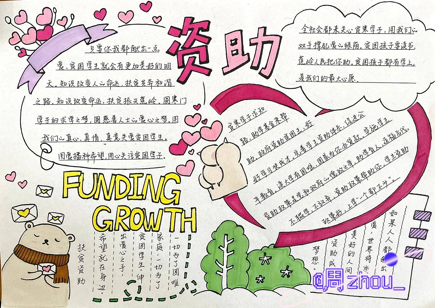资助成长主题手抄报 资助 成长 感恩手抄报