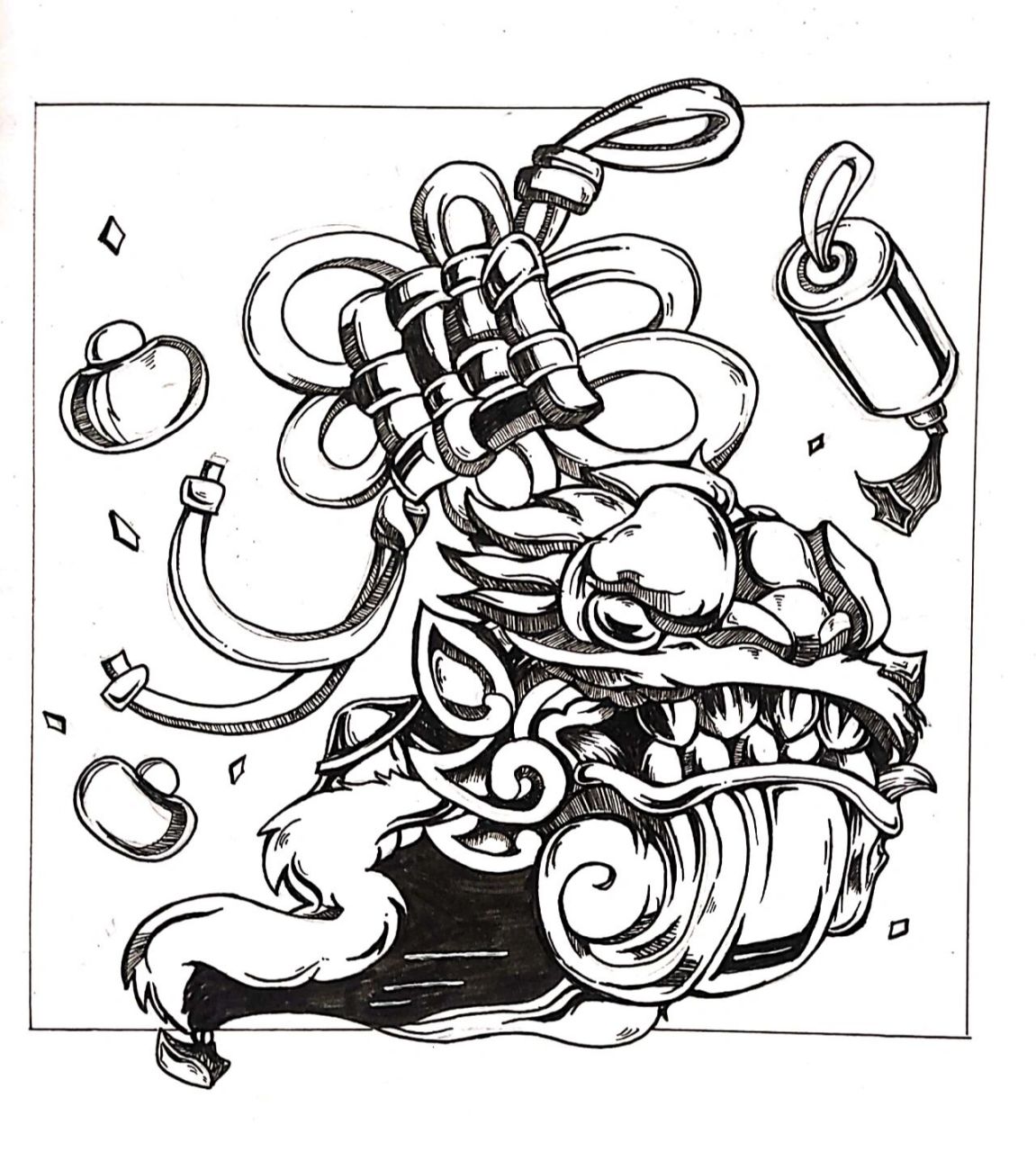 黑白装饰画组合画法(附带)    起稿然后加亿点点细节 画的太入迷忘记