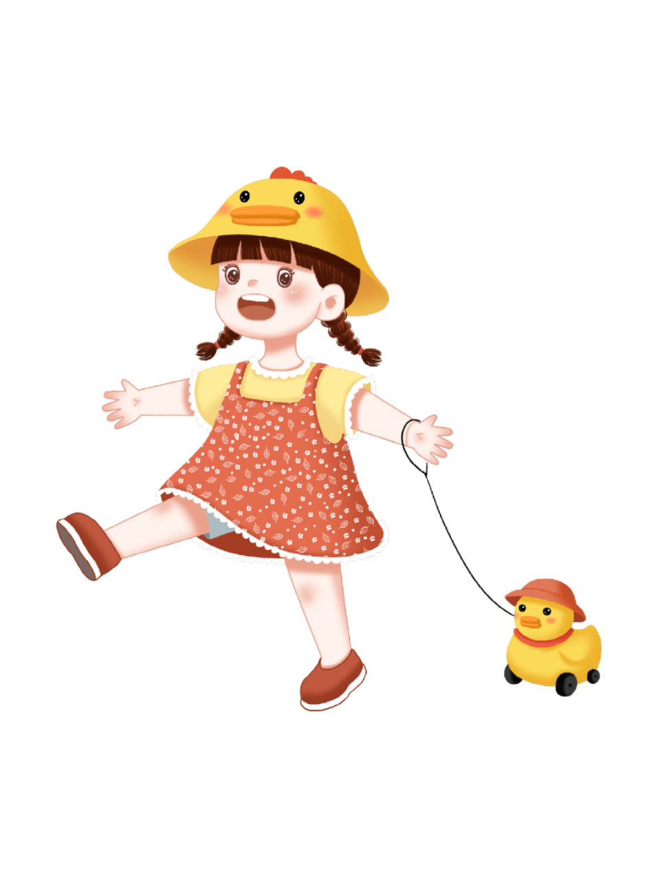 可爱又淘气的小女孩插画又更新了…… 一身连体的牛仔裤套一件可爱的