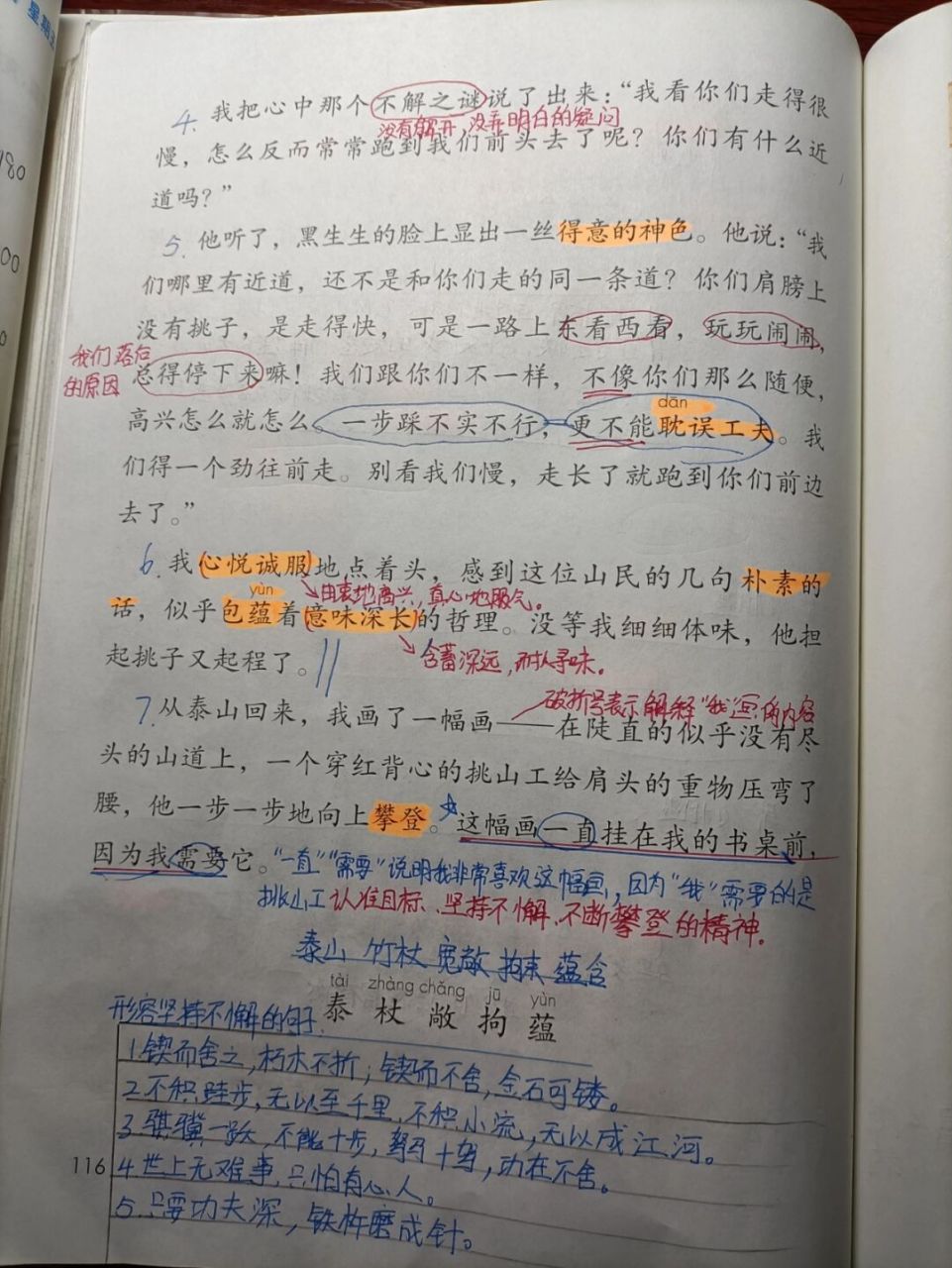 第二十五课 挑山工 #四年级语文下册课堂笔记# #四年级下册语文# #四